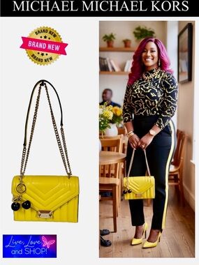 MICHEAL MICHAEL KORS Whitney Quilted Shoulder Bag w/Golden Hardware & Charm, NWT